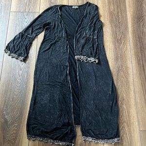 POL Small Black and Grey Knee Length Cover Up/Cardigan